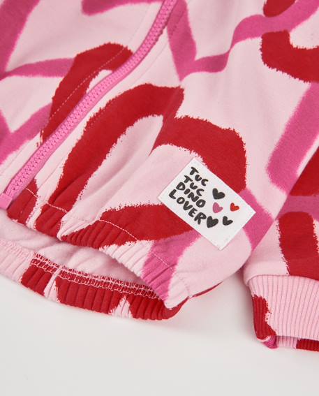 Sweat zippé bébé fille en molleton à imprimé cœurs Rose 4 - vertbaudet enfant 
