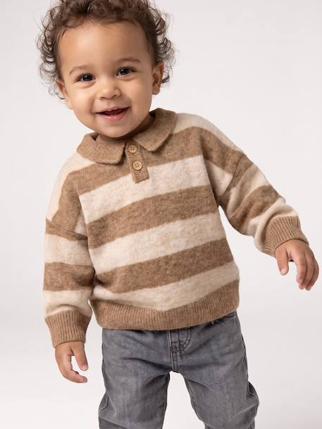 Pull polo bébé garçon taupe 1 - vertbaudet enfant 