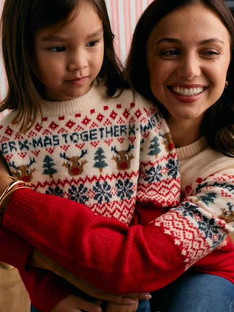 Pull de Noël manches longues Capsule Famille rouge 2 - vertbaudet enfant 
