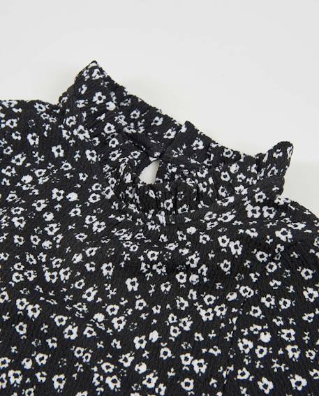 Blouse fille en toile avec col montant et imprimé floral Noir 3 - vertbaudet enfant 