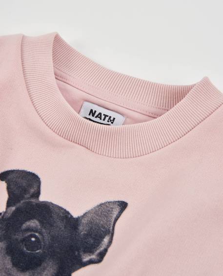 Sweat-shirt fille en molleton avec imprimé chiot et taille froncée Rose 3 - vertbaudet enfant 