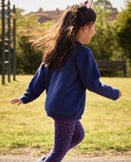 Legging stretch en molleton pour fille avec motif cœurs Bleu 1 - vertbaudet enfant 
