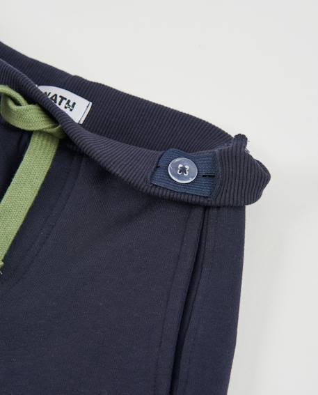 Pantalon garçon en molleton avec poche cargo et poignets élastiques Bleu 3 - vertbaudet enfant 