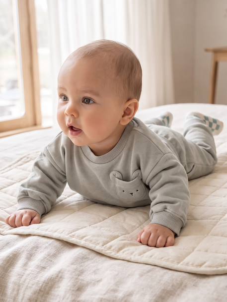 Ensemble sweat et pantalon naissance bébé garçon bleu glacier 2 - vertbaudet enfant 