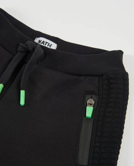 Pantalon en molleton pour garçon avec broderies latérales et zips contrastés Noir 5 - vertbaudet enfant 