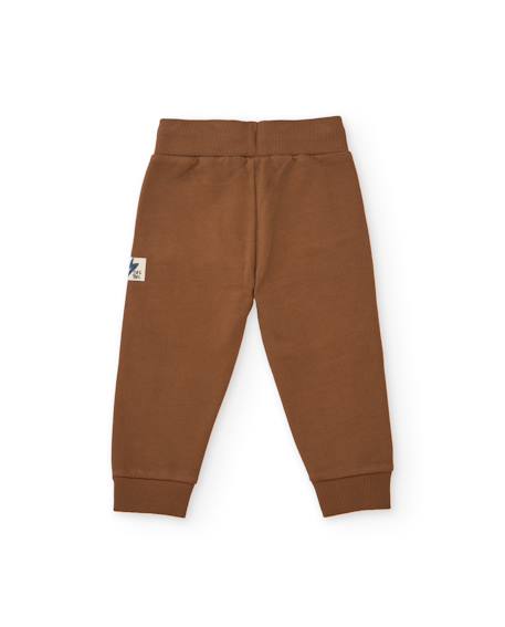 Pantalon de jogging garçon en molleton avec taille élastique et cordon Marron 2 - vertbaudet enfant 