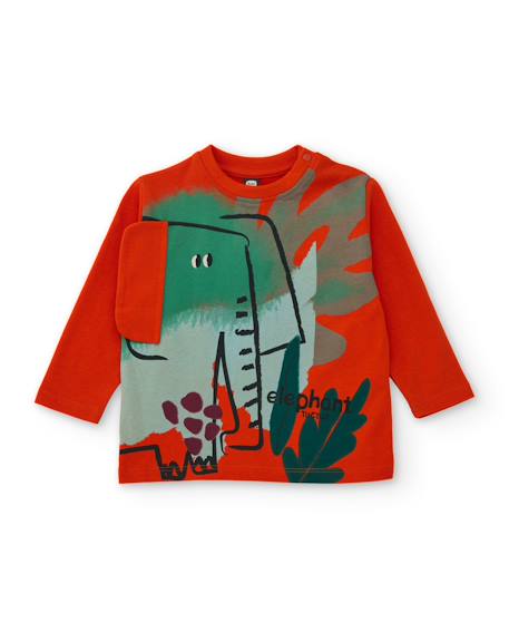 T-shirt bébé garçon en jersey manches longues à motif éléphant Orange 1 - vertbaudet enfant 