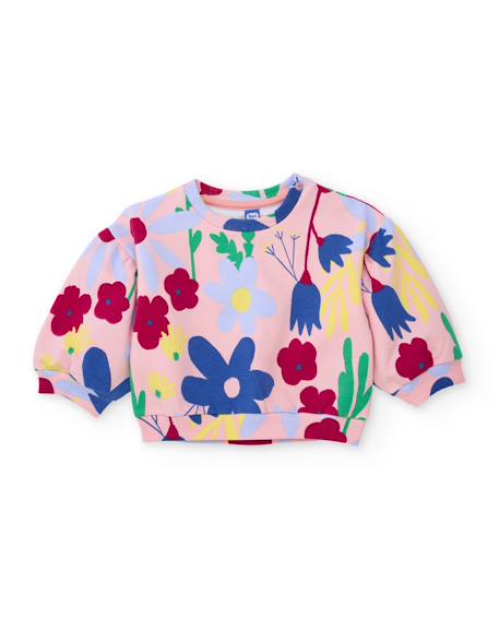 Ensemble fille en molleton avec sweat fleuri et legging confortable Rose 2 - vertbaudet enfant 