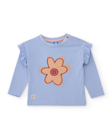 T-shirt bébé fille en jersey avec motif floral central Bleu 1 - vertbaudet enfant 