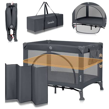 Lit parapluie parc bébé 3en1 laura 0-36 mois avec matelas haute densité et roulettes Beige sand+Black carbon+Green sage+Grey concrete+Pink nude 19 - vertbaudet enfant 