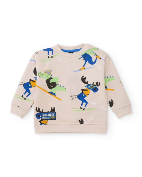 Ensemble en molleton pour garçon avec imprimé crocodiles et pantalon assorti Blanc 3 - vertbaudet enfant 
