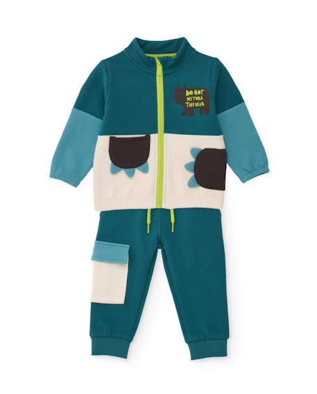 Ensemble bébé garçon en molleton à imprimé ludique et toucher doux Bleu 1 - vertbaudet enfant 