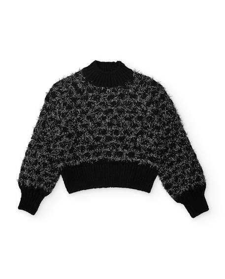 Pull fille en tricot avec détail en lurex Noir 1 - vertbaudet enfant 