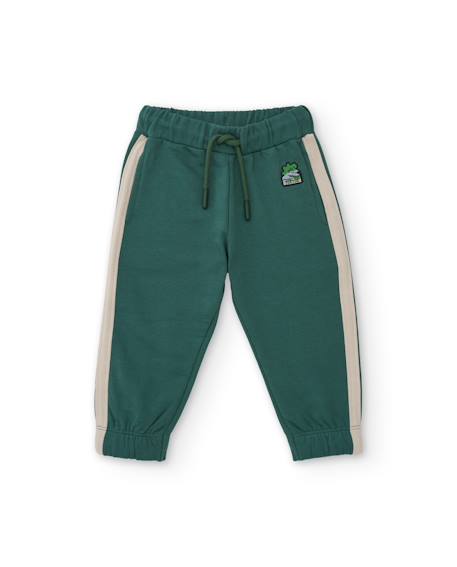 Pantalon de jogging garçon en molleton avec poche latérale et taille élastique Vert 2 - vertbaudet enfant 