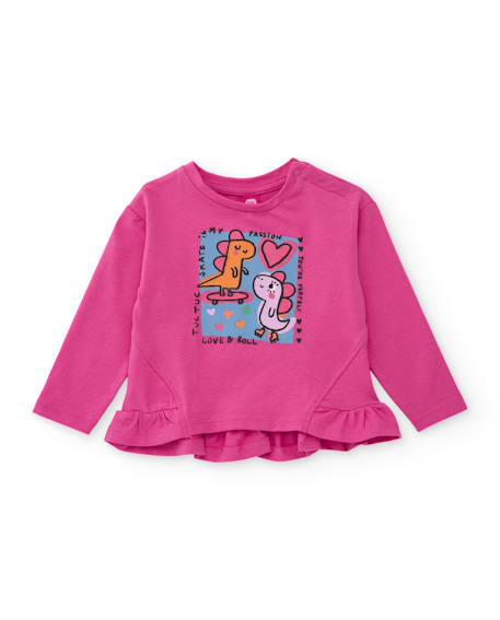 Ensemble fille en jersey avec t-shirt dinosaures et leggings assortis Rose 2 - vertbaudet enfant 