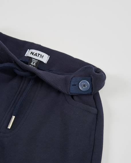 Pantalon garçon en molleton avec poches cargo et taille ajustable Bleu 4 - vertbaudet enfant 