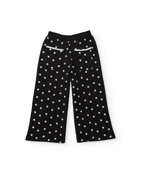 Pantalon fille en molleton avec jambes larges et design floral intégral Noir 3 - vertbaudet enfant 