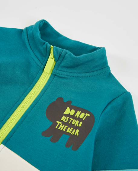 Veste zippée garçon en molleton à imprimé ours et toucher chaud Bleu 3 - vertbaudet enfant 