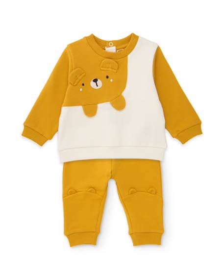 Ensemble en peluche pour bébé avec détail d'ours en relief Jaune 1 - vertbaudet enfant 