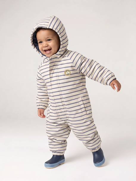 Combinaison à capuche anti-pluie bébé doublée maille polaire sable+vert sauge 2 - vertbaudet enfant 