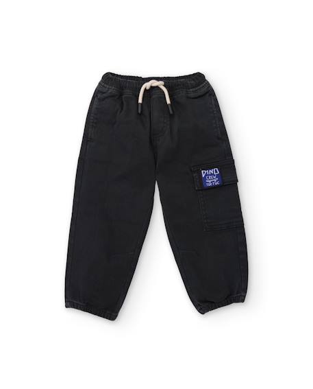 Jean garçon avec taille élastique et cordon de serrage Noir 1 - vertbaudet enfant 