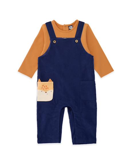 Ensemble pour bébé avec salopette en velours côtelé Bleu 1 - vertbaudet enfant 
