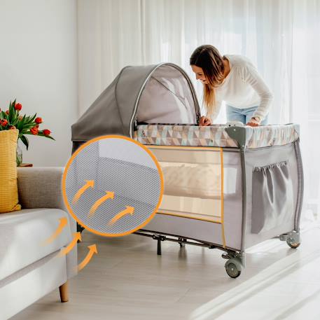 Lit parapluie parc bébé 3en1 sven plus 0-36 mois avec table à langer et moustiquaire Beige latte+Beige olive+Grey scandi 11 - vertbaudet enfant 