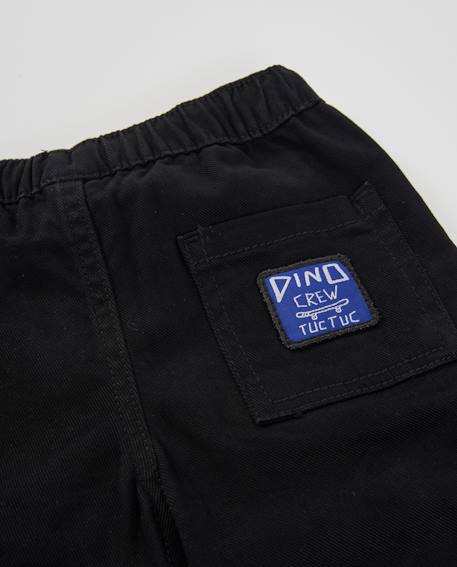 Pantalon jogger garçon en sergé avec poches et cordon de serrage Noir 5 - vertbaudet enfant 