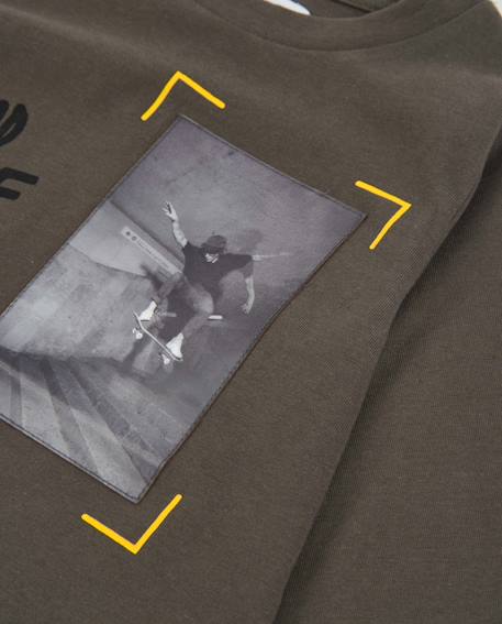 T-shirt garçon en maille avec imprimé photo Gris 4 - vertbaudet enfant 
