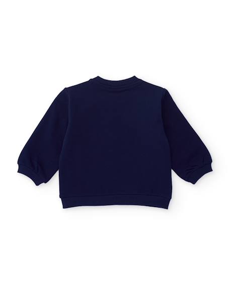 Ensemble fille en molleton avec sweat à nœud et legging imprimé Bleu 4 - vertbaudet enfant 