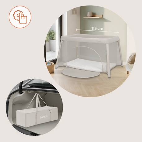 Lit parapluie 2en1 mila ultra-léger avec matelas 4 cm et sac Beige cream+Beige taupe+Green sage 2 - vertbaudet enfant 