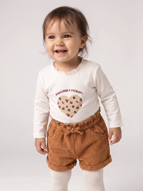 T-shirt bébé manches longues avec motif c½ur léopard écru+marine 3 - vertbaudet enfant 