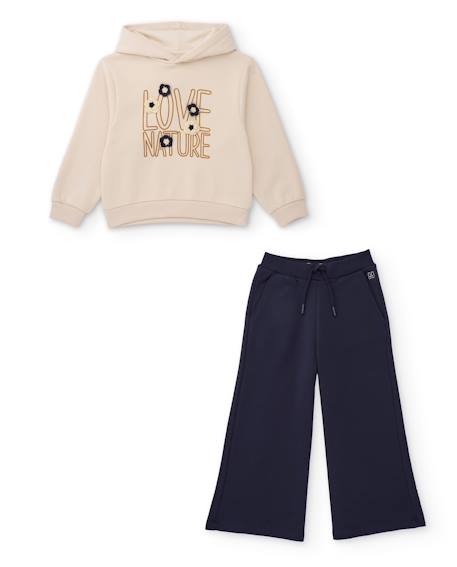 Ensemble en maille pour fille avec sweat à capuche et broderie florale Blanc 1 - vertbaudet enfant 