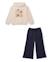 Ensemble en maille pour fille avec sweat à capuche et broderie florale Blanc 1 - vertbaudet enfant 