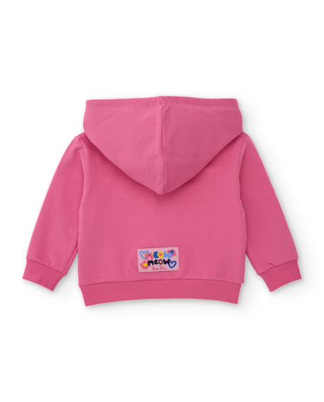 Veste zippée bébé fille en molleton avec capuche et broderies Rose 2 - vertbaudet enfant 