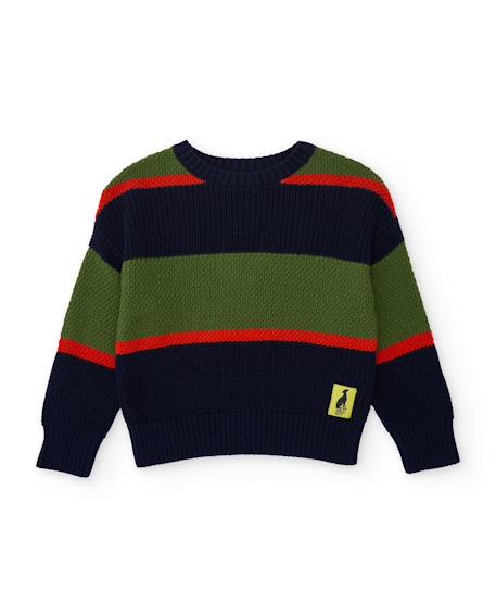 Pull garçon en tricot avec rayures contrastées et tons vifs Bleu 2 - vertbaudet enfant 