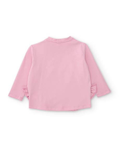 Ensemble fille en maille avec t-shirt imprimé et volants Rose 4 - vertbaudet enfant 