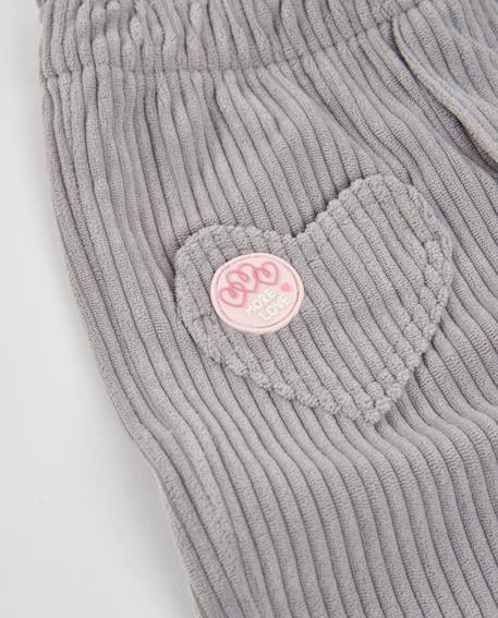 Pantalon en velours côtelé pour bébé fille avec détails de cœurs Gris 4 - vertbaudet enfant 
