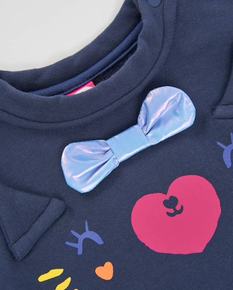 Robe fille en molleton avec motif tête de chat Bleu 3 - vertbaudet enfant 