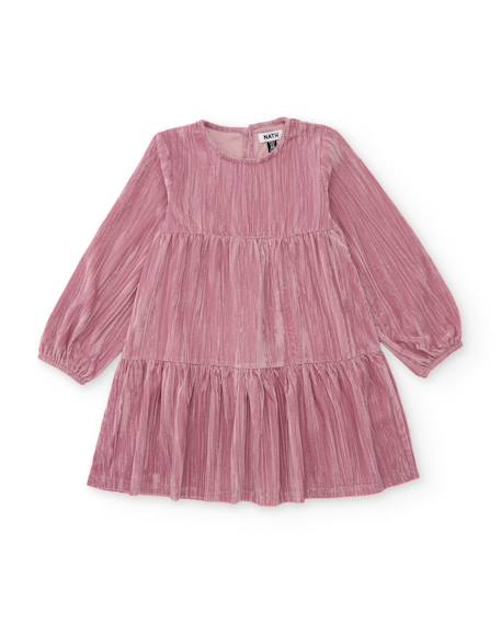 Robe fille en tissu soyeux avec volants Rose 2 - vertbaudet enfant 