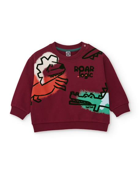 Ensemble garçon en molleton avec sweat animaux de la savane et pantalon Rouge 2 - vertbaudet enfant 