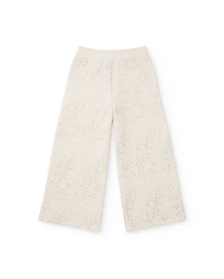 Pantalon pour fille en molleton avec coupe ample et imprimé subtil Blanc 2 - vertbaudet enfant 