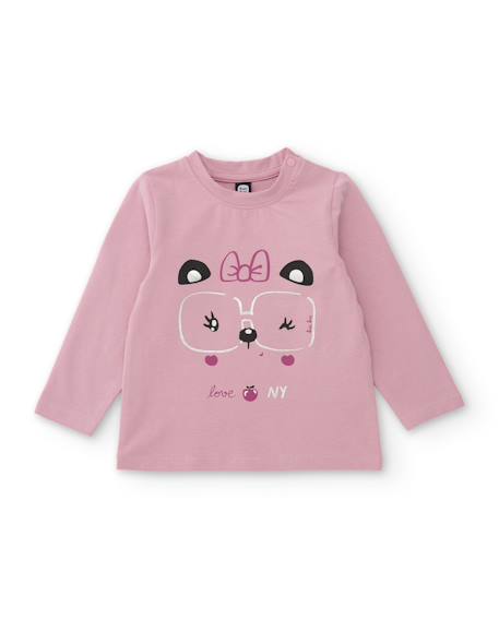 T-shirt bébé fille à manches longues en jersey motif panda Rose 1 - vertbaudet enfant 