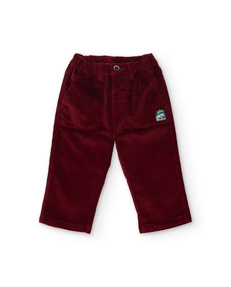 Pantalon garçon en velours côtelé doux avec taille élastiquée Rouge 1 - vertbaudet enfant 