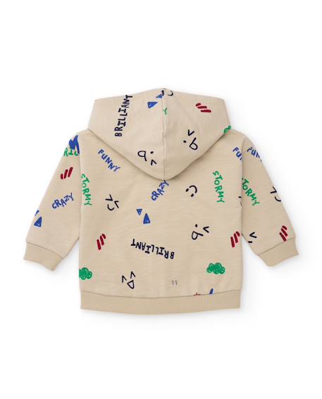 Ensemble bébé garçon en molleton avec sweat zippé à capuche Beige 4 - vertbaudet enfant 
