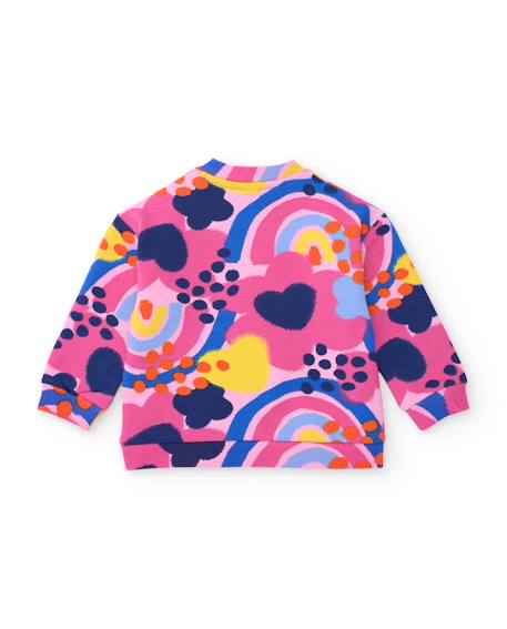 Sweat bébé fille en molleton à imprimé floral abstrait Rose 2 - vertbaudet enfant 