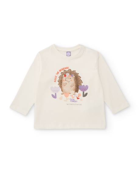Ensemble en maille pour bébé fille avec t-shirt imprimé et legging assorti Blanc 2 - vertbaudet enfant 