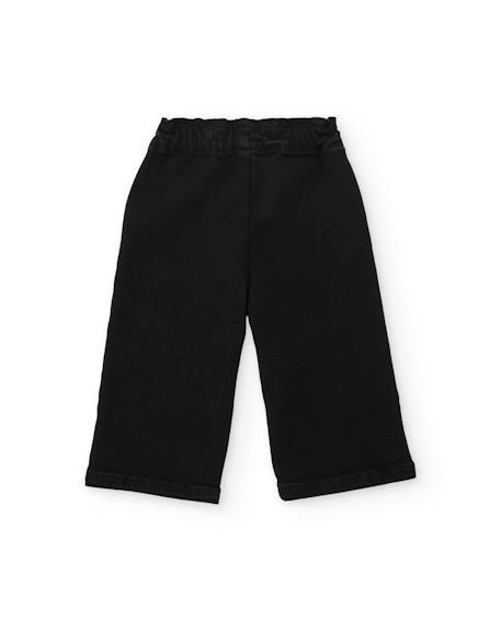 Pantalon en tissu plat pour bébé fille avec broderies florales Noir 2 - vertbaudet enfant 