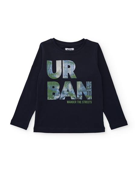 T-shirt garçon en maille avec sérigraphie urbaine Bleu 1 - vertbaudet enfant 