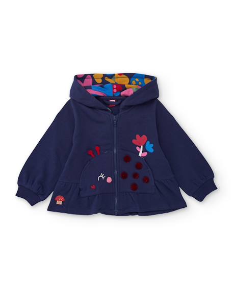 Ensemble fille en molleton avec sweat à capuche brodé et legging Bleu 2 - vertbaudet enfant 
